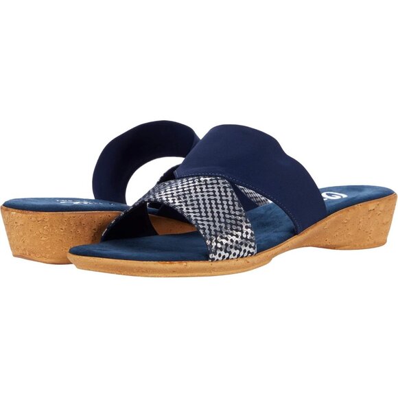 Onex Womens Izabel Slip-on Slide Wedge Sandal - Navy, Size 11 NEW - Picture 1 of 6